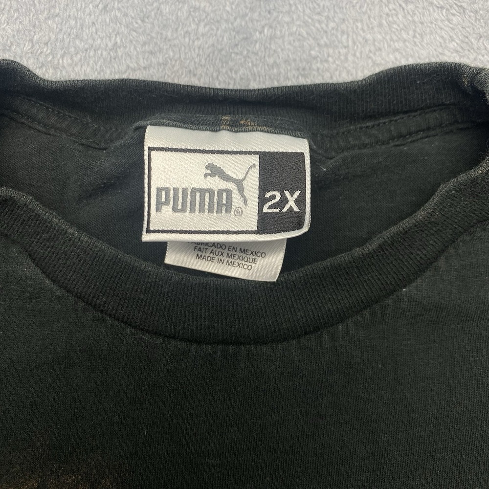 PUMA Long Sleeve T-shirt Mens XXL Black Acid Wash Bleach Distressed - Picture 6 of 7
